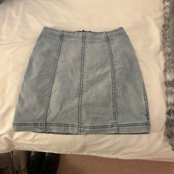 Free People Denim Modern Femme Mini Skirt - light wash - Picture 3 of 7